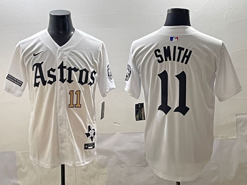 Men 2025 Houston Astros #11 Smith White Five generations Joint Name Nike MLB Jersey style 34